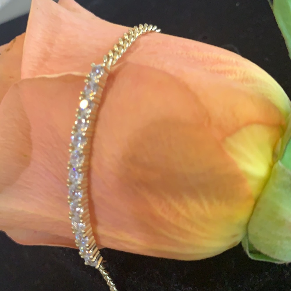 👍❣️Sterling Silver❣️Curb link Prong Bar Bracelet